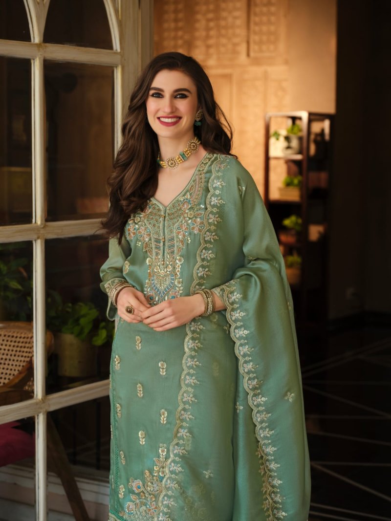 Sea Green D 50138 By Zaveri Simar Beats Readymade Suits 